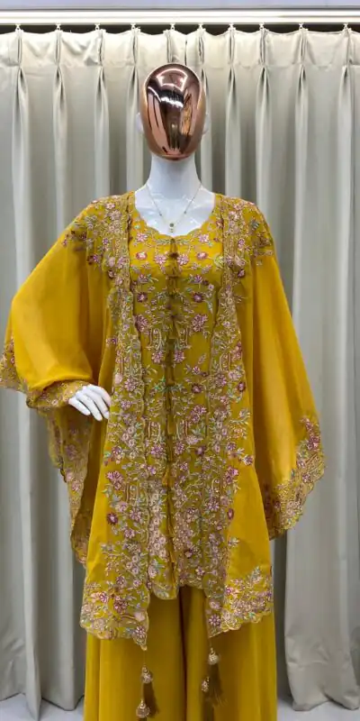 BE 406 Mustard in Color Faux Georgette Embroidery Work Salwar Suit . Grab it for ₹2449. Delivery 4-6 Working Days. Shop now. | Designer Suits, Jump Suits, Tops & Bottoms, Track Suits, Trendy Wear, Casual Suits, Creative suits, Palazzo Suits, Party Wear Suits, Patiala Suits, Salwar suit, Straight Suits