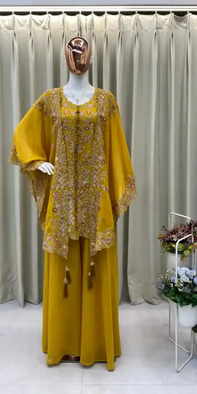 BE 406 Mustard in Color Faux Georgette Embroidery Work Salwar Suit . Grab it for ₹2449. Delivery 4-6 Working Days. Shop now. | Designer Suits, Jump Suits, Tops & Bottoms, Track Suits, Trendy Wear, Casual Suits, Creative suits, Palazzo Suits, Party Wear Suits, Patiala Suits, Salwar suit, Straight Suits