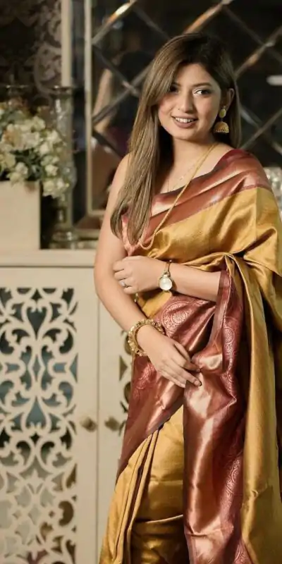 KPR 143 Mustered Color Soft Lichi Silk with Designer Work Saree . Special Price ₹1449. Delivery 4-6 Working Days. Shop now. | Bollywood Sarees, Creative Sarees, Designer Sarees, Embroidered Sarees, Ethnic Saree, Modern Digital sarees, Party Wear Sarees, Sarees