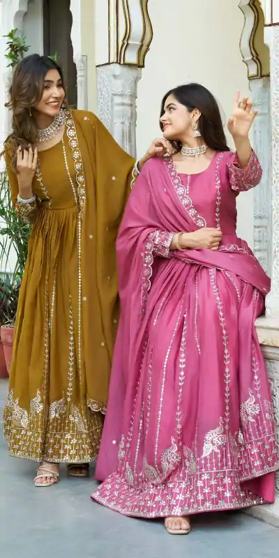 Ram 139 Mustered Star Georgette Gown Perfect for Wedding, Party, Family Gatherings, Haldi, Housewarming –. Grab it for ₹1949. Delivery 4-6 Working | Designer Suits, Jump Suits, Casual Suits, Creative suits, Palazzo Suits, Party Wear Suits, Patiala Suits, Salwar suit, Straight Suits
