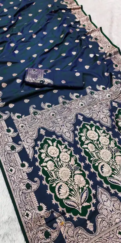 MB 43 Navy Blue Color Banarasi silk Saree with Lace Work & Zari Work. Wedding, Party, Festive Grab it for ₹1899. Delivery 4-6 Working Days. Shop now. | Bollywood Sarees, Creative Sarees, Designer Sarees, Embroidered Sarees, Ethnic Saree, Modern Digital sarees, Party Wear Sarees, Sarees