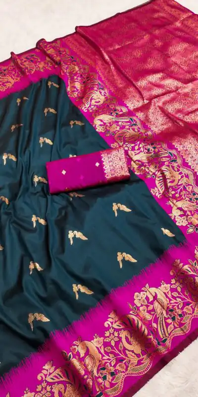 MB 3308 Navy Blue Banarasi Silk Saree Perfect for Wedding, Party, Holi, Reception, Raksha Bandhan – . Special Price ₹1999. Delivery 4-6 Working Days. Shop n | Bollywood Sarees, Creative Sarees, Designer Sarees, Embroidered Sarees, Ethnic Saree, Modern Digital sarees, Party Wear Sarees, Sarees