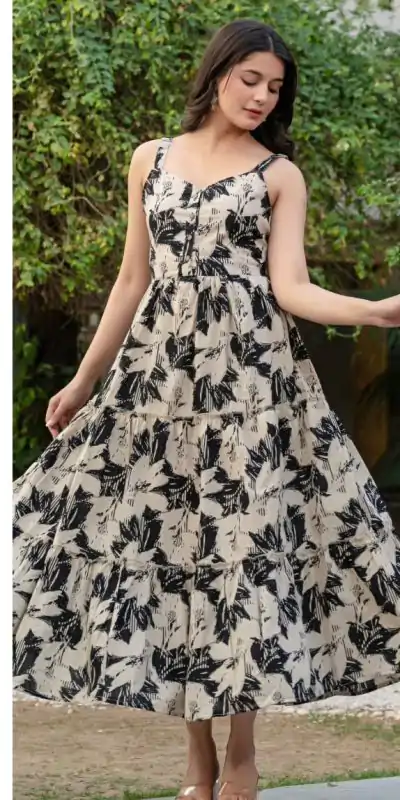 INLI Coral Off White Color Cotton With Printed Designer Work Gown . Wedding, Party, Festive, Events, Grab it for ₹1449. Delivery 4-6 Working Days. Shop now. | Bollywood Gowns, Creative Gowns, Designer Gowns, Embroidered Gowns, Gowns, Party Wear Gowns