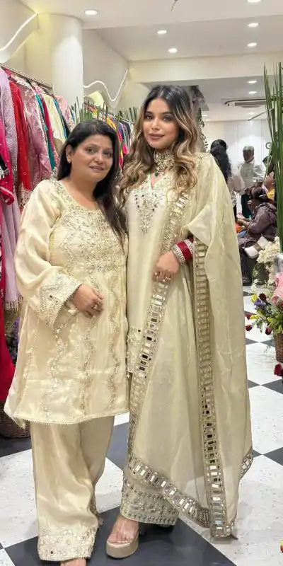 LG 2019 Off White Georgette with Embroidery Work & Mirror Work Salwar Suit . Available at ₹2149 only. Delivery 4-6 Working Days. Shop now. | Designer Suits, Jump Suits, Casual Suits, Creative suits, Palazzo Suits, Party Wear Suits, Patiala Suits, Salwar suit, Straight Suits