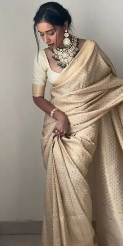 KPR 176 Off White Soft Lichi Silk Saree Perfect for Wedding, Party, Family Gatherings, Baisakhi, Holi – . Now at just ₹1499. Delivery 4-6 Working | Bollywood Sarees, Creative Sarees, Designer Sarees, Embroidered Sarees, Ethnic Saree, Modern Digital sarees, Party Wear Sarees, Sarees