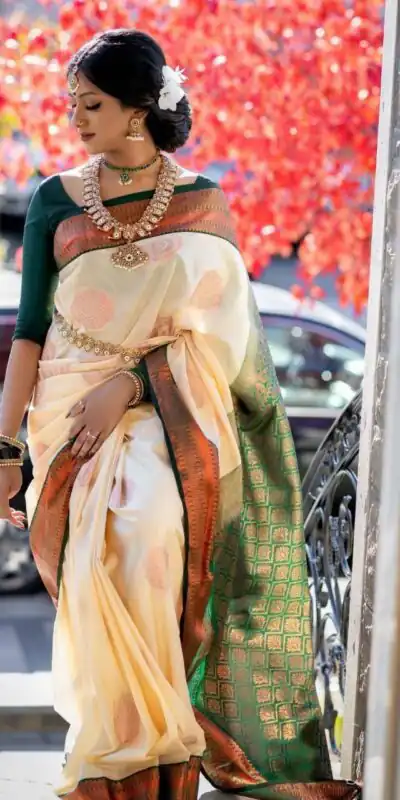 KP 5003 Off White Soft Lichi Silk Saree Perfect for Wedding, Party, Family Gatherings, Pooja, Sangeet – . Best Price ₹1449. Delivery 4-6 Working D | Bollywood Sarees, Creative Sarees, Designer Sarees, Embroidered Sarees, Ethnic Saree, Modern Digital sarees, Party Wear Sarees, Sarees