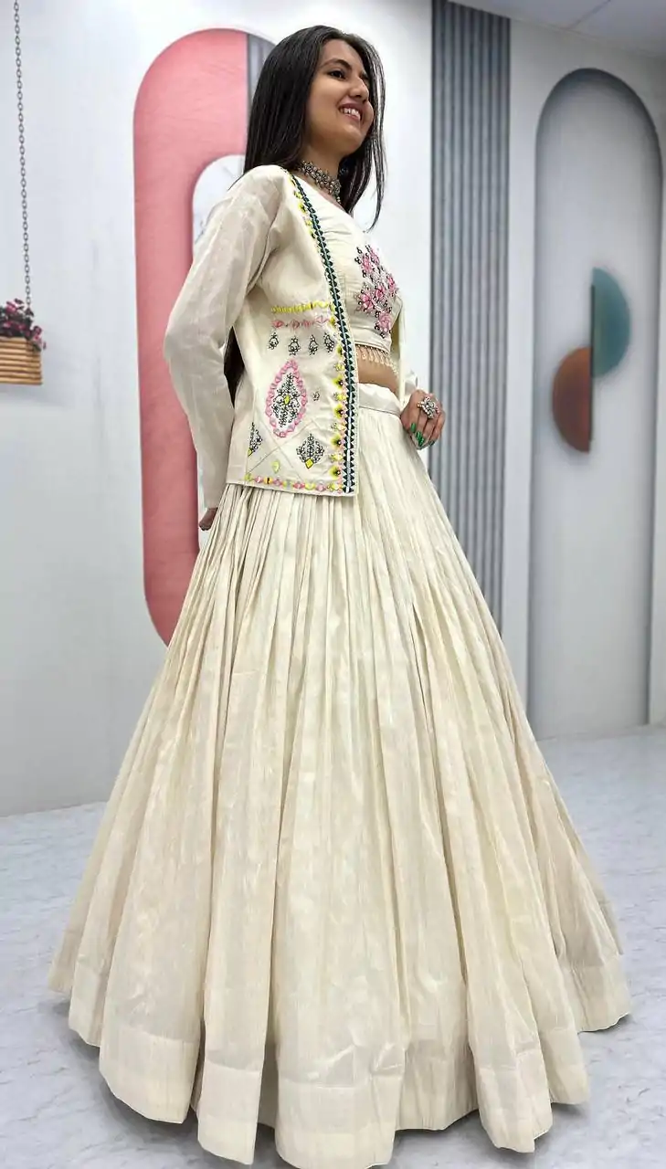 PC 522 Off White Tissue Simmer Lehenga Choli Perfect for Wedding, Party, Cultural Events, Diwali, Ganesh Chaturthi – . Exclusive Offer ₹3049. Deli | Designer Suits, Jump Suits, Casual Suits, Creative suits, Palazzo Suits, Party Wear Suits, Patiala Suits, Salwar suit, Straight Suits