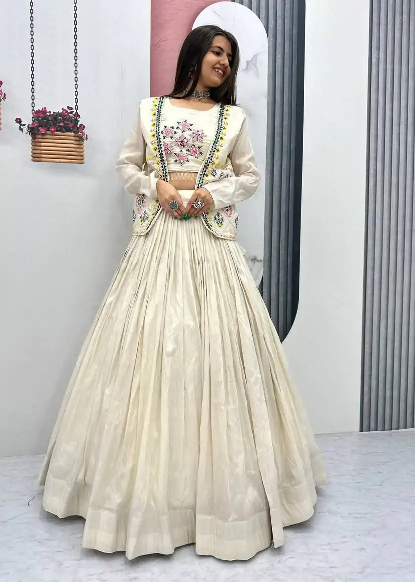 PC 522 Off White Tissue Simmer Lehenga Choli Perfect for Wedding, Party, Cultural Events, Diwali, Ganesh Chaturthi – . Exclusive Offer ₹3049. Deli | Designer Suits, Jump Suits, Casual Suits, Creative suits, Palazzo Suits, Party Wear Suits, Patiala Suits, Salwar suit, Straight Suits