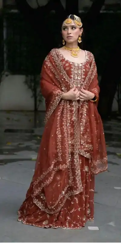 VLM 226 Orange Fox Georgette with Embroidery Work & Lace Work Salwar Suit . Festive Deal ₹2499. Delivery 4-6 Working Days. Shop now. | Jump Suits, Straight Suits, Casual Suits, Creative suits, Designer Suits, Palazzo Suits, Party Wear Suits, Patiala Suits, Salwar suit