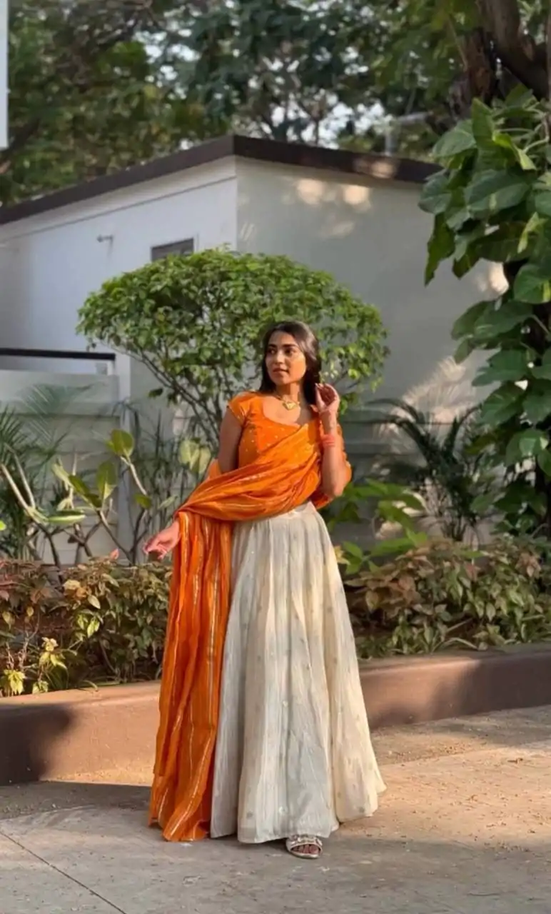 PC 521 Orange Color Jacquard Silk Lehenga Choli with Designer Work. Special Price ₹2099. Delivery 4-6 Working Days. Shop now. | Bollywood Lehenga, Creative Lehenga, Designer Lehenga, Embroidered Lehenga, Lehenga, Party Wear Lehenga