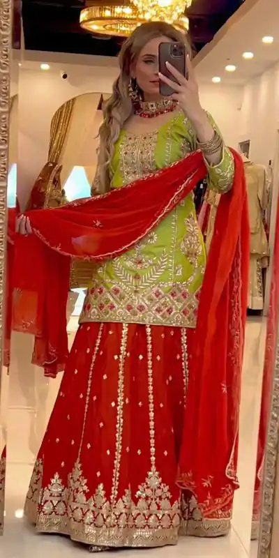 ND 5049 Parrot Green Chinon Silk with Lace Work & Embroidery Work Salwar Suit . Available at ₹2449 only. Delivery 4-6 Working Days. Shop now. | Designer Suits, Jump Suits, Casual Suits, Creative suits, Palazzo Suits, Party Wear Suits, Patiala Suits, Salwar suit, Straight Suits