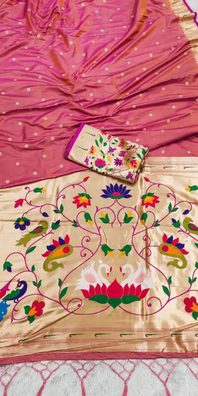 MB 149 Peach Silk Saree with Zari Work & Lace Work. Wedding, Party, Festive, Events, Grab it for ₹2549. Delivery 4-6 Working Days. Shop now. | Bollywood Sarees, Creative Sarees, Designer Sarees, Embroidered Sarees, Ethnic Saree, Modern Digital sarees, Party Wear Sarees, Sarees