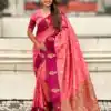 MS 543 Pink Color Banarasi Silk Saree with Zari Work. Wedding, Party, Festive, Events, Available at ₹1649 only. Delivery 4-6 Working Days. Shop now. | Bollywood Sarees, Creative Sarees, Designer Sarees, Embroidered Sarees, Ethnic Saree, Modern Digital sarees, Party Wear Sarees, Sarees
