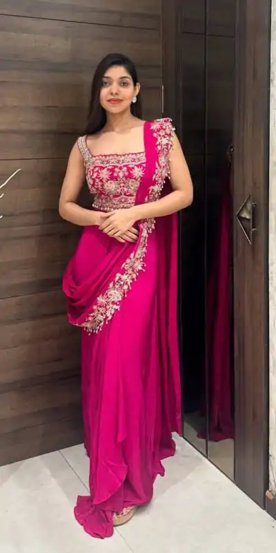 ST 1074 Pink Color Chinon Saree with Embroidery Work & Lace Work. Wedding, Party, Festive, Events, Best Price ₹2399. Delivery 4-6 Working Days. Shop now. | Bollywood Sarees, Creative Sarees, Designer Sarees, Embroidered Sarees, Ethnic Saree, Modern Digital sarees, Party Wear Sarees, Sarees