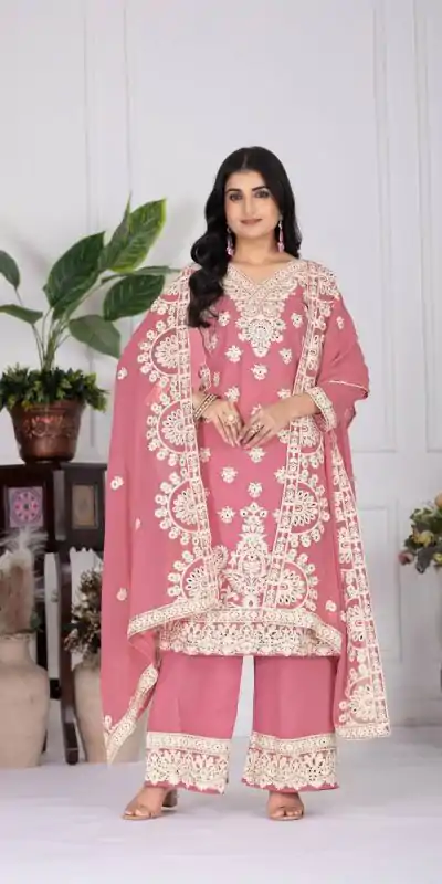 KF 1688 Pink Faux Georgette with Embroidery Work & Mirror Work Salwar Suit . Exclusive Offer ₹2099. Delivery 4-6 Working Days. Shop now. | Designer Suits, Jump Suits, Casual Suits, Creative suits, Palazzo Suits, Party Wear Suits, Patiala Suits, Salwar suit, Straight Suits