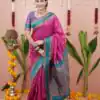 MS 536 Pink Color Banarasi Silk Saree with Zari Work. Wedding, Party, Festive, Events, Available at ₹1699 only. Delivery 4-6 Working Days. Shop now. | Bollywood Sarees, Creative Sarees, Designer Sarees, Embroidered Sarees, Ethnic Saree, Modern Digital sarees, Party Wear Sarees, Sarees