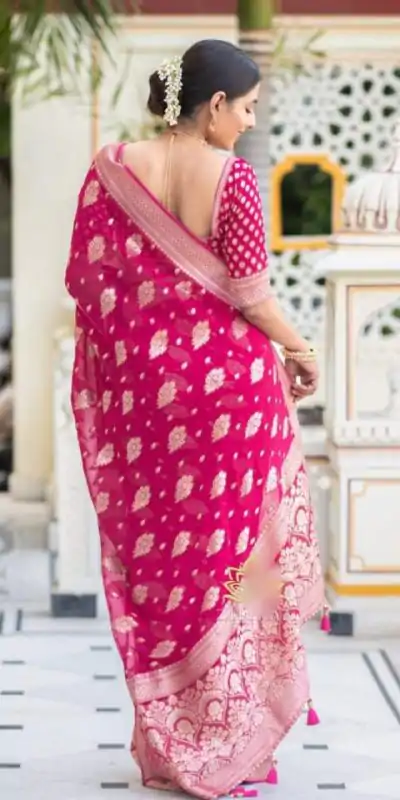 KPR 190 Pink Soft Lichi Silk Jacquard Work Saree with Designer Work Wedding, Party, Festive, Events, Deal ₹1399. Delivery 4-6 Working Days. Shop now. | Bollywood Sarees, Creative Sarees, Designer Sarees, Embroidered Sarees, Ethnic Saree, Modern Digital sarees, Party Wear Sarees, Sarees