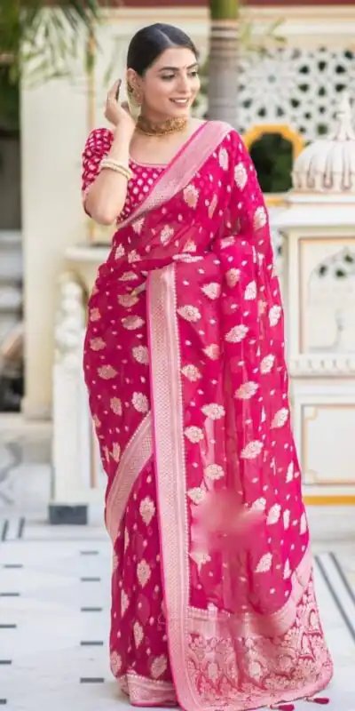 KPR 190 Pink Soft Lichi Silk Jacquard Work Saree with Designer Work Wedding, Party, Festive, Events, Deal ₹1399. Delivery 4-6 Working Days. Shop now. | Bollywood Sarees, Creative Sarees, Designer Sarees, Embroidered Sarees, Ethnic Saree, Modern Digital sarees, Party Wear Sarees, Sarees