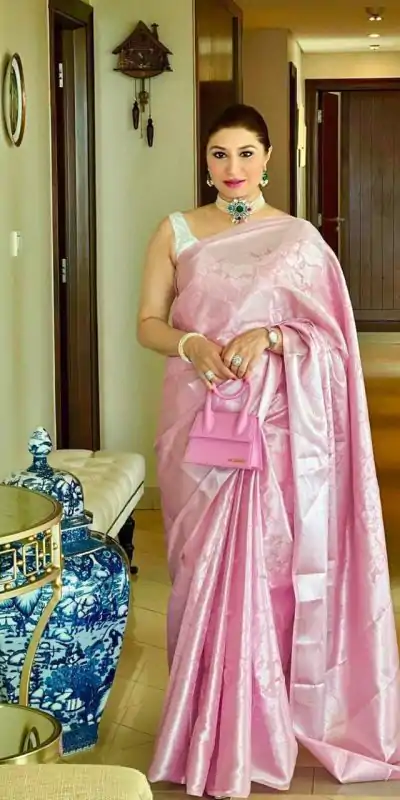 KPR 085 Pink Color Soft Lichi Silk Saree with Lace Work & Lace Border. Now at just ₹1299. Delivery 4-6 Working Days. Shop now. | Bollywood Sarees, Creative Sarees, Designer Sarees, Embroidered Sarees, Ethnic Saree, Modern Digital sarees, Party Wear Sarees, Sarees