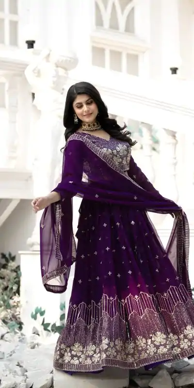 Ram 033 Purple Fox Georgette Lehenga Choli with Embroidery Work. Special Price ₹2499. Delivery 4-6 Working Days. Shop now. | Bollywood Lehenga, Creative Lehenga, Designer Lehenga, Embroidered Lehenga, Lehenga, Party Wear Lehenga