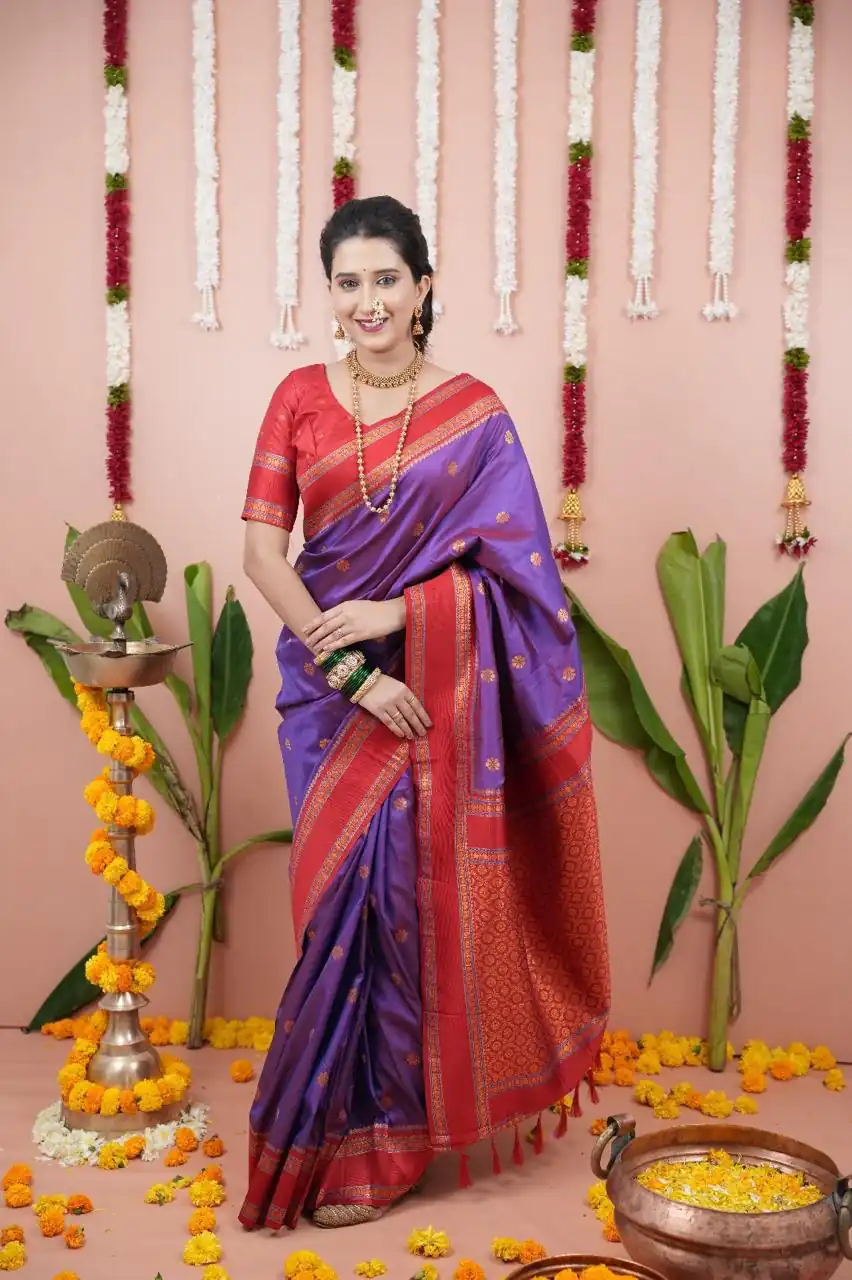 MS 536 Purple Color Banarasi Silk Saree with Zari Work. Wedding, Party, Festive, Events, Available at ₹1699 only. Delivery 4-6 Working Days. Shop now. | Bollywood Sarees, Creative Sarees, Designer Sarees, Embroidered Sarees, Ethnic Saree, Modern Digital sarees, Party Wear Sarees, Sarees