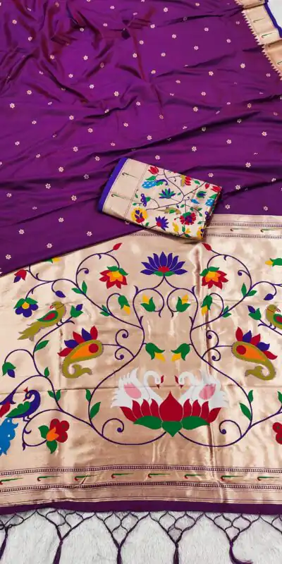 MB 149 Purple Silk Saree with Zari Work & Lace Work. Wedding, Party, Festive, Events, Grab it for ₹2549. Delivery 4-6 Working Days. Shop now. | Bollywood Sarees, Creative Sarees, Designer Sarees, Embroidered Sarees, Ethnic Saree, Modern Digital sarees, Party Wear Sarees, Sarees