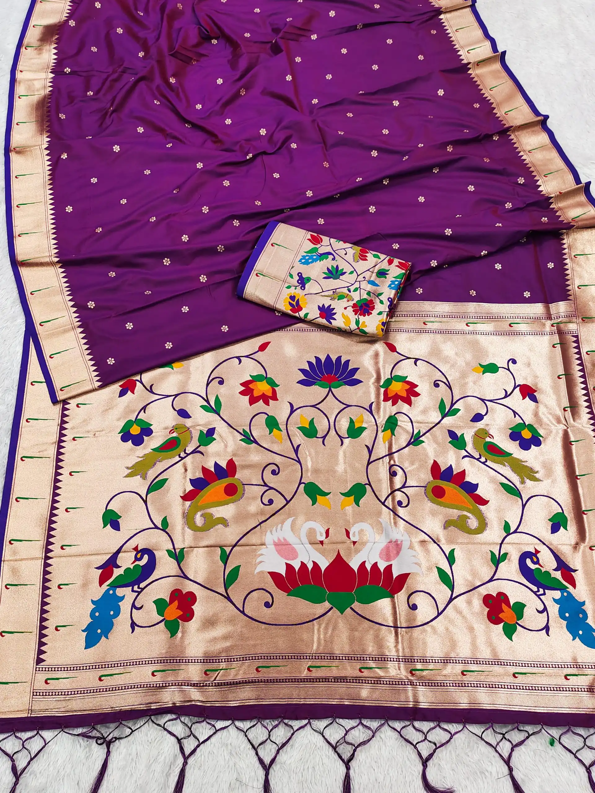 MB 149 Purple Silk Saree with Zari Work & Lace Work. Wedding, Party, Festive, Events, Grab it for ₹2549. Delivery 4-6 Working Days. Shop now. | Bollywood Sarees, Creative Sarees, Designer Sarees, Embroidered Sarees, Ethnic Saree, Modern Digital sarees, Party Wear Sarees, Sarees