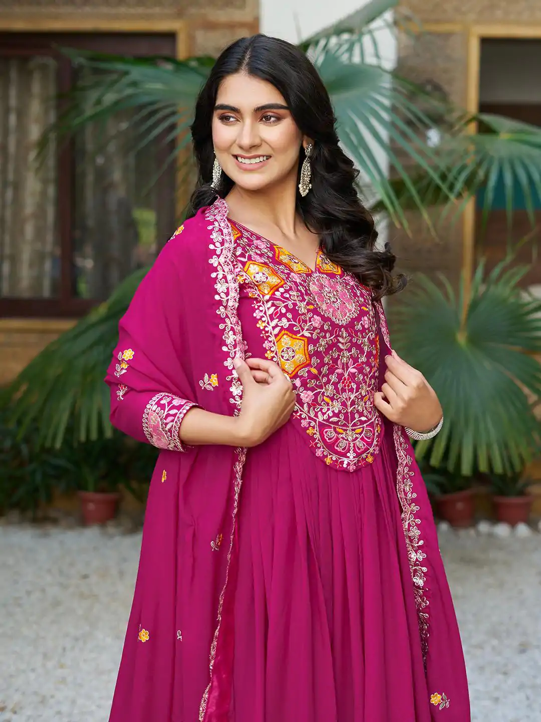 Ram 105 Rani Pink Star Georgette Gown with Embroidery Work & Thread Embroidery. Get it for ₹2049. Delivery 4-6 Working Days. Shop now. | Designer Suits, Jump Suits, Casual Suits, Creative suits, Palazzo Suits, Party Wear Suits, Patiala Suits, Salwar suit, Straight Suits