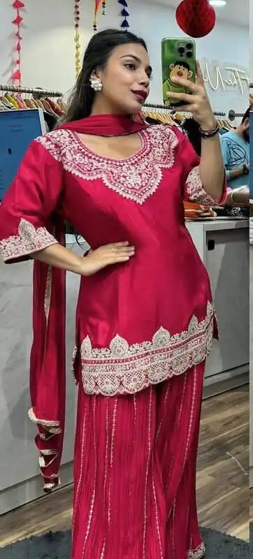 ND 5029 Red Chinon Silk with Lace Work & Embroidery Work Salwar Suit . Special Price ₹2099. Delivery 4-6 Working Days. Shop now. | Designer Suits, Jump Suits, Casual Suits, Creative suits, Palazzo Suits, Party Wear Suits, Patiala Suits, Salwar suit, Straight Suits