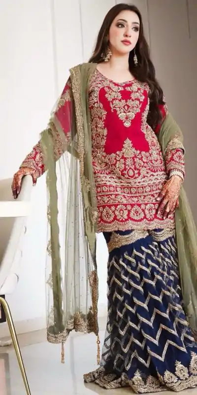 SR 1692 Red in Faux Georgette Bead Work & Embroidery Work Salwar Suit . Introductory Price ₹2099. Delivery 4-6 Working Days. Shop now. | Designer Suits, Jump Suits, Casual Suits, Creative suits, Palazzo Suits, Party Wear Suits, Patiala Suits, Salwar suit, Straight Suits