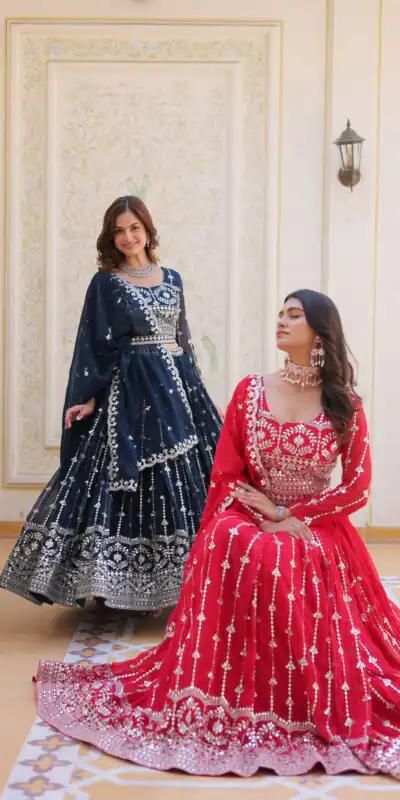 Ram 085 Red Color Fox Georgette Lehenga Choli with Embroidery Work. Grab it for ₹3049. Delivery 4-6 Working Days. Shop now. | Bollywood Lehenga, Creative Lehenga, Designer Lehenga, Embroidered Lehenga, Lehenga, Party Wear Lehenga