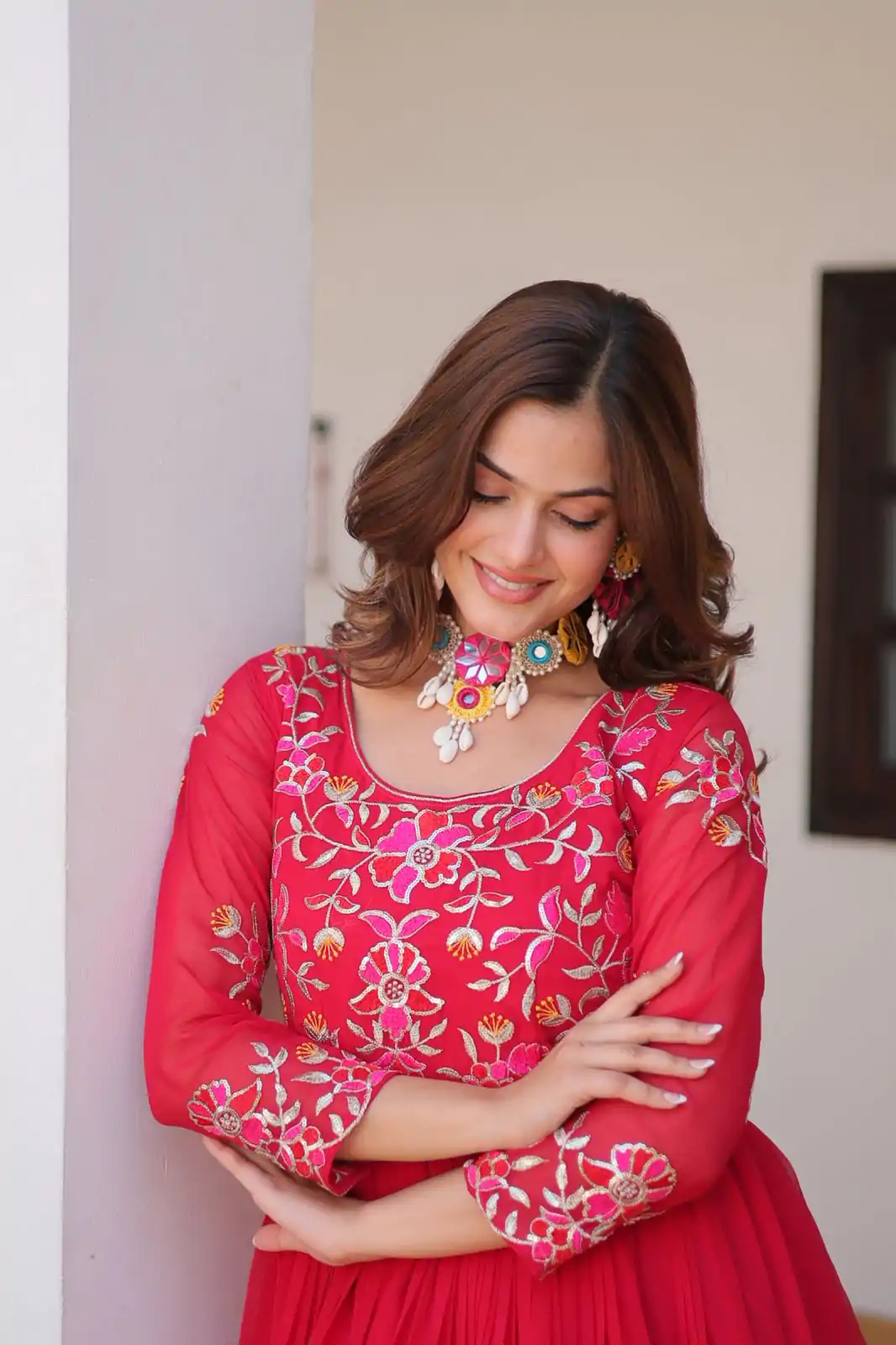 Ram 082 Red Fox Georgette Gown Perfect for Wedding, Party, Sangeet, Durga Puja, Reception – . Grab it for ₹1849. Delivery 4-6 Working Days. Shop now. | Designer Suits, Jump Suits, Casual Suits, Creative suits, Palazzo Suits, Party Wear Suits, Patiala Suits, Salwar suit, Straight Suits