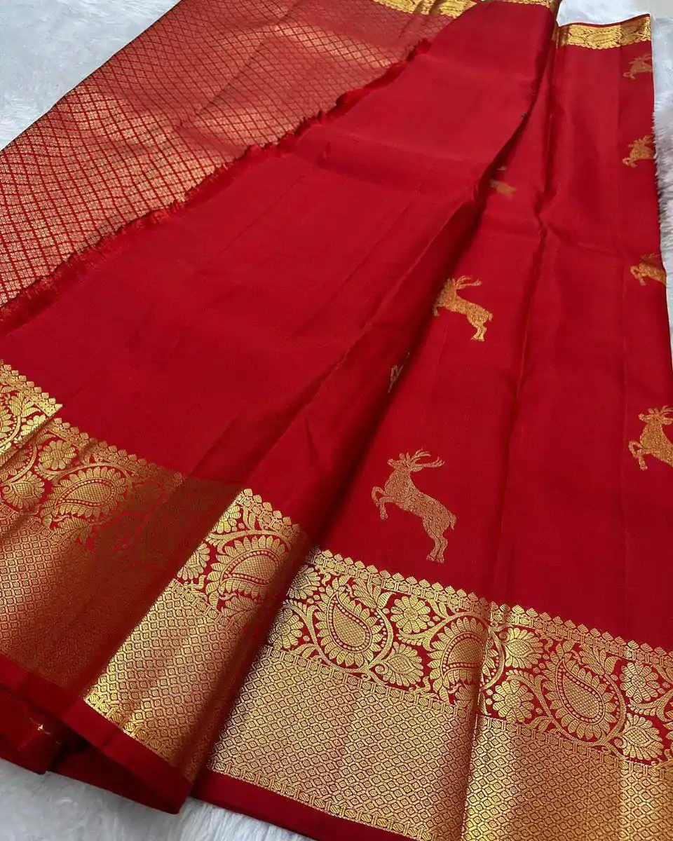 KPR 239 Red Soft Lichi Silk Saree Perfect for Wedding, Party, Haldi, Onam, Pooja – . Special Price ₹1499. Delivery 4-6 Working Days. Shop now. | Bollywood Sarees, Creative Sarees, Designer Sarees, Embroidered Sarees, Ethnic Saree, Modern Digital sarees, Party Wear Sarees, Sarees