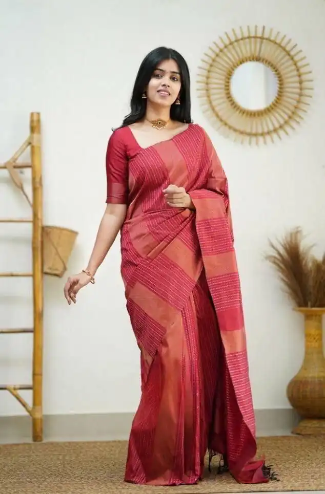 KPR 152 Red Soft Lichi Silk Saree with Lace Work & Lace Border. Available at ₹1249 only. Delivery 4-6 Working Days. Shop now. | Bollywood Sarees, Creative Sarees, Designer Sarees, Embroidered Sarees, Ethnic Saree, Modern Digital sarees, Party Wear Sarees, Sarees