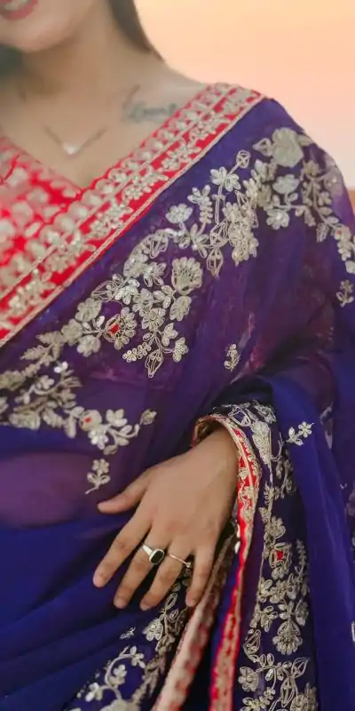 BT 411 Royal Blue in Georgette Embroidery Work & Lace Work Saree . Grab it for ₹1999. Delivery 4-6 Working Days. Shop now. | Bollywood Sarees, Creative Sarees, Designer Sarees, Embroidered Sarees, Ethnic Saree, Modern Digital sarees, Party Wear Sarees, Sarees