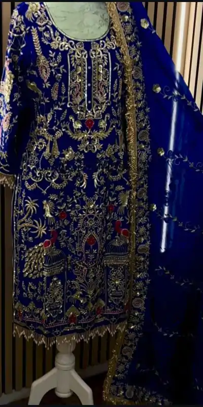 NF 1239 Royal Blue Natural Crep Salwar Suit Perfect for Wedding, Party, Haldi, Festival Celebrations, Housewarming – . Get it for ₹2449. Delivery 4-6 Wor | Designer Suits, Jump Suits, Casual Suits, Creative suits, Palazzo Suits, Party Wear Suits, Patiala Suits, Salwar suit, Straight Suits
