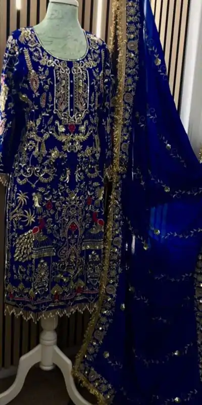 NF 1239 Royal Blue Natural Crep Salwar Suit Perfect for Wedding, Party, Haldi, Festival Celebrations, Housewarming – . Get it for ₹2449. Delivery 4-6 Wor | Designer Suits, Jump Suits, Casual Suits, Creative suits, Palazzo Suits, Party Wear Suits, Patiala Suits, Salwar suit, Straight Suits