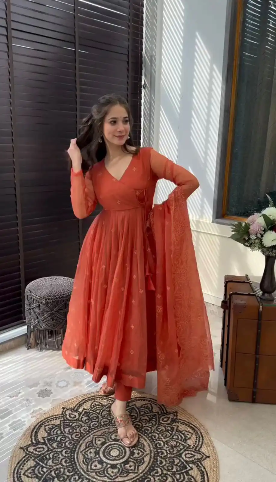 SRK 5184 Rust Color Georgette Embroidery Work Salwar Suit Wedding, Party, Festive, Events Expected Delivery 4-6 Working Days @ 2049/- | Designer Suits, Jump Suits, Casual Suits, Creative suits, Palazzo Suits, Party Wear Suits, Patiala Suits, Salwar suit, Straight Suits