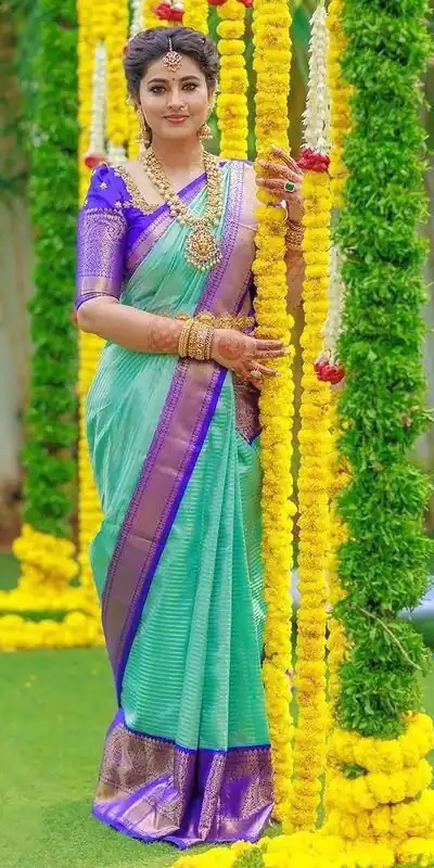 KPR 179 Sea Green Soft Lichi Silk with Lace Work & Lace Border Saree . Introductory Price ₹1449. Delivery 4-6 Working Days. Shop now. | Bollywood Sarees, Creative Sarees, Designer Sarees, Embroidered Sarees, Ethnic Saree, Modern Digital sarees, Party Wear Sarees, Sarees