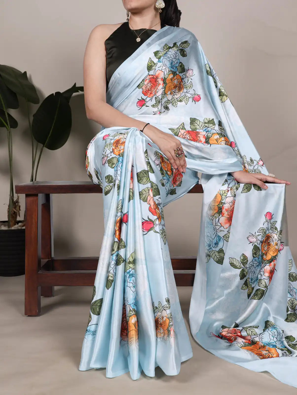 YNF 7004 Sky Blue Color Satin Silk Floral Printed Designer Work Saree . Grab it for ₹1549. Delivery 4-6 Working Days. Shop now. | Bollywood Sarees, Creative Sarees, Designer Sarees, Embroidered Sarees, Ethnic Saree, Modern Digital sarees, Party Wear Sarees, Sarees