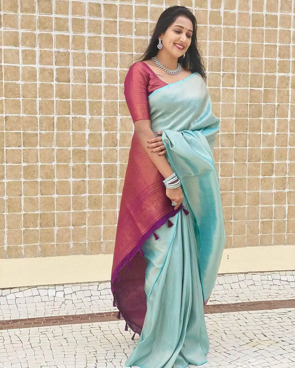KP 4084 Sky Blue Soft Lichi Silk Saree with Lace Work & Lace Border. Festive Deal ₹1399. Delivery 4-6 Working Days. Shop now. | Bollywood Sarees, Creative Sarees, Designer Sarees, Embroidered Sarees, Ethnic Saree, Modern Digital sarees, Party Wear Sarees, Sarees