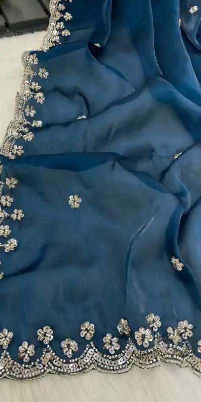 BT 400 Teal in Jimmy Chou Silk Embroidery Work & Lace Work Saree . Grab it for ₹2999. Delivery 4-6 Working Days. Shop now. | Bollywood Sarees, Creative Sarees, Designer Sarees, Embroidered Sarees, Ethnic Saree, Modern Digital sarees, Party Wear Sarees, Sarees