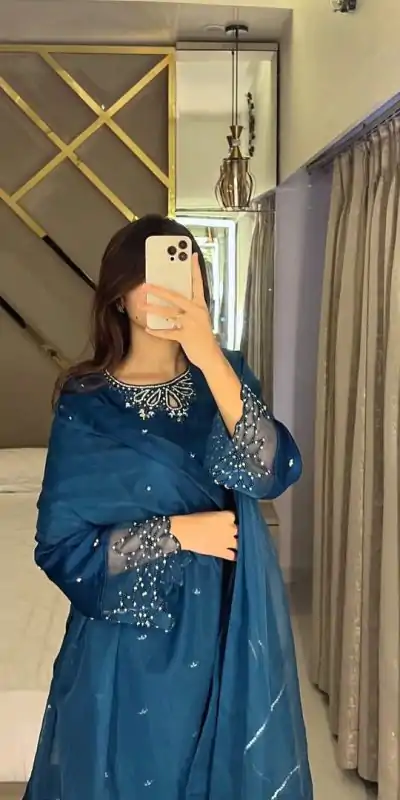 LG 1953 Teal Moss Satin Salwar Suit with Embroidery Work & Bead Work. Now at just ₹1999. Delivery 4-6 Working Days. Shop now. | Designer Suits, Jump Suits, Casual Suits, Creative suits, Palazzo Suits, Party Wear Suits, Patiala Suits, Salwar suit, Straight Suits