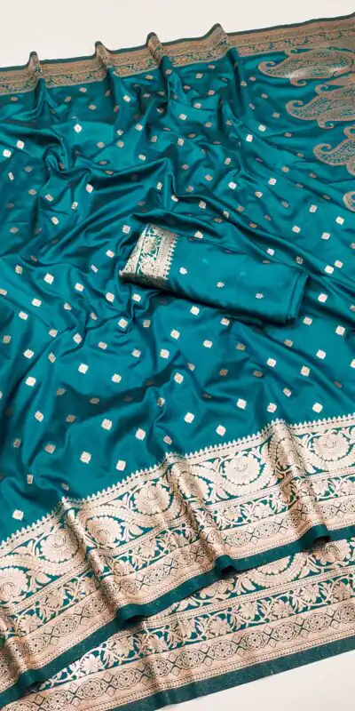 MB 1132 Teal Banarasi silk Saree Perfect for Wedding, Party, Traditional Day, Lohri, Durga Puja – . Festive Deal ₹1849. Delivery 4-6 Working Days. | Bollywood Sarees, Creative Sarees, Designer Sarees, Embroidered Sarees, Ethnic Saree, Modern Digital sarees, Party Wear Sarees, Sarees