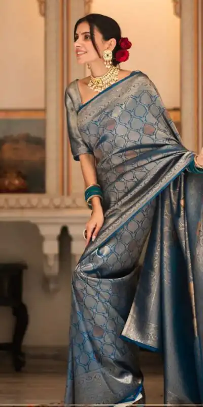 KPR 231 Teal Soft Lichi Silk Saree with Designer Work. Wedding, Party, Festive, Events, Festive Deal ₹1449. Delivery 4-6 Working Days. Shop now. | Bollywood Sarees, Creative Sarees, Designer Sarees, Embroidered Sarees, Ethnic Saree, Modern Digital sarees, Party Wear Sarees, Sarees