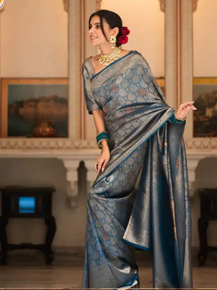 KPR 231 Teal Soft Lichi Silk Saree with Designer Work. Wedding, Party, Festive, Events, Festive Deal ₹1449. Delivery 4-6 Working Days. Shop now. | Bollywood Sarees, Creative Sarees, Designer Sarees, Embroidered Sarees, Ethnic Saree, Modern Digital sarees, Party Wear Sarees, Sarees