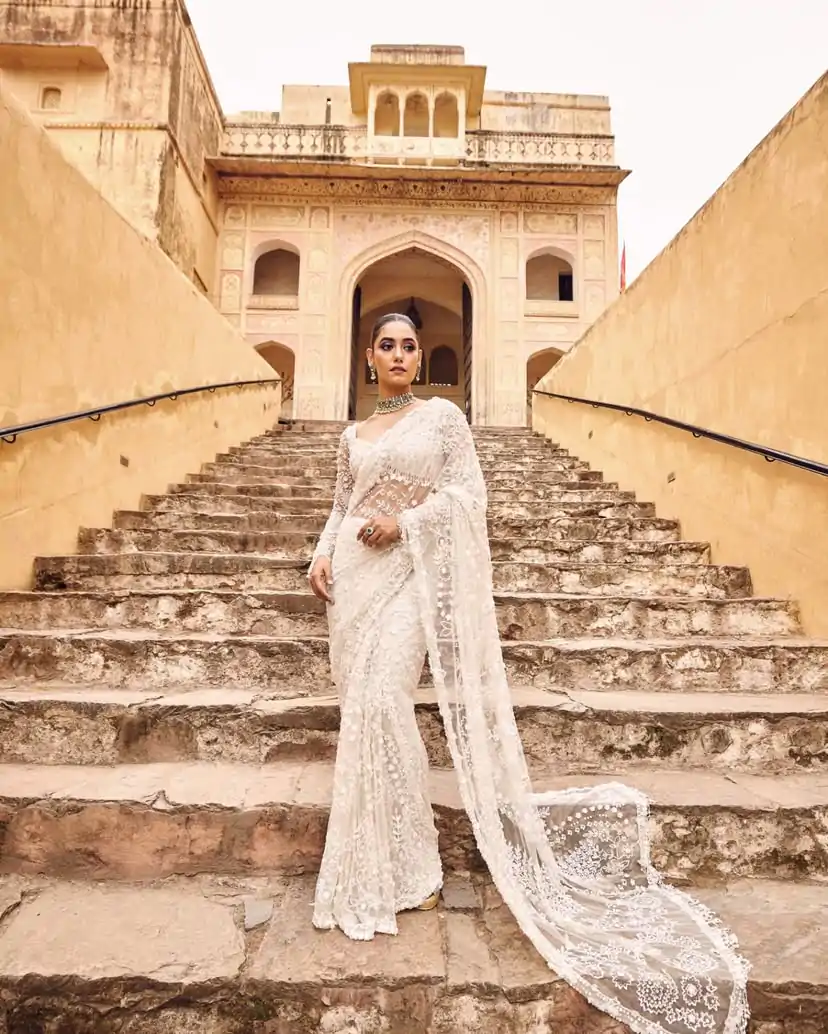 DF 3438 White Butterfly Net Saree with Sequins Work & Embroidery Work. Introductory Price ₹1799. Delivery 4-6 Working Days. Shop now. | Bollywood Sarees, Creative Sarees, Designer Sarees, Embroidered Sarees, Ethnic Saree, Modern Digital sarees, Party Wear Sarees, Sarees