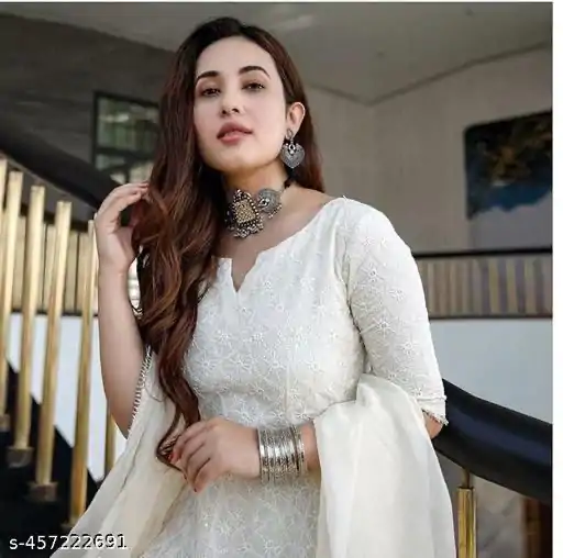 MF 511 White Cotton with Lace Work Gown . Wedding, Party, Festive, Events, Affordable Price ₹1549. Delivery 4-6 Working Days. Shop now. | Bollywood Gowns, Creative Gowns, Designer Gowns, Embroidered Gowns, Gowns, Party Wear Gowns