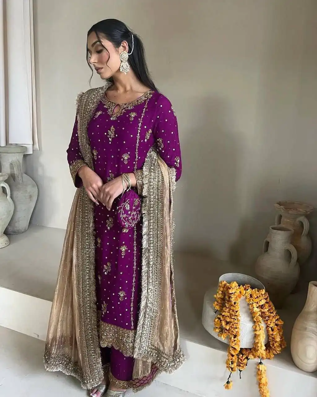 LG 1923 Wine Color Faux Georgette With Sequence Handmade Moti Work Salwar Suit Casual, Wedding, Party, Festive, Events Etc.4-6 Working Days@ 2149/-only | Designer Suits, Jump Suits, Casual Suits, Creative suits, Palazzo Suits, Party Wear Suits, Patiala Suits, Salwar suit, Straight Suits