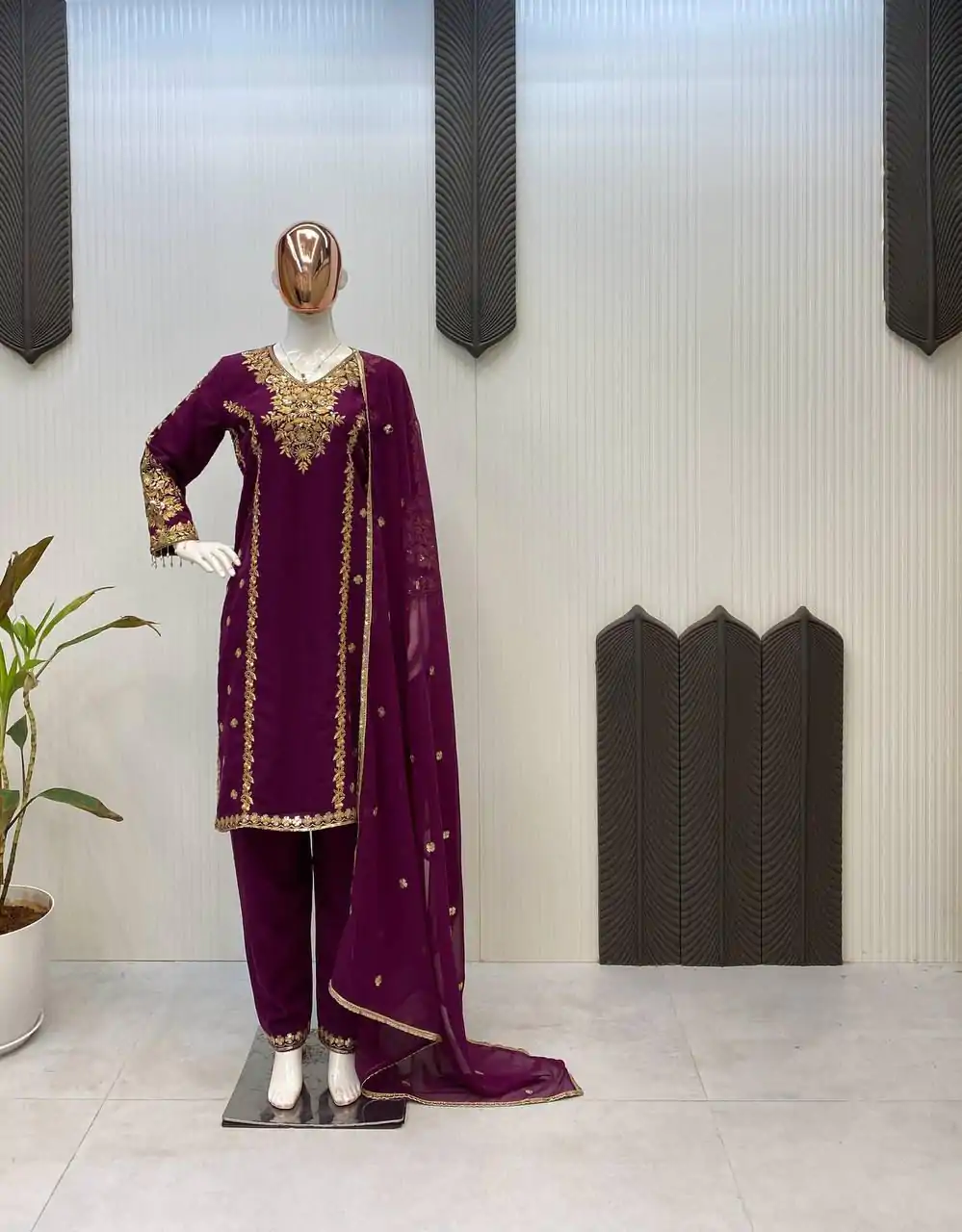 LG 1933 Wine Georgette with Embroidery Work & Lace Work Salwar Suit . Get it for ₹1899. Delivery 4-6 Working Days. Shop now. | Designer Suits, Jump Suits, Casual Suits, Creative suits, Palazzo Suits, Party Wear Suits, Patiala Suits, Salwar suit, Straight Suits